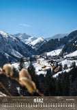 März. Blick auf Mittelberg im Winter.