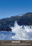 November. Großer Eiskristall in der Sonne. Im Hintergrund der Ifen.