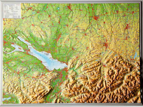 Relief-Landkarte Allgäu Bodensee